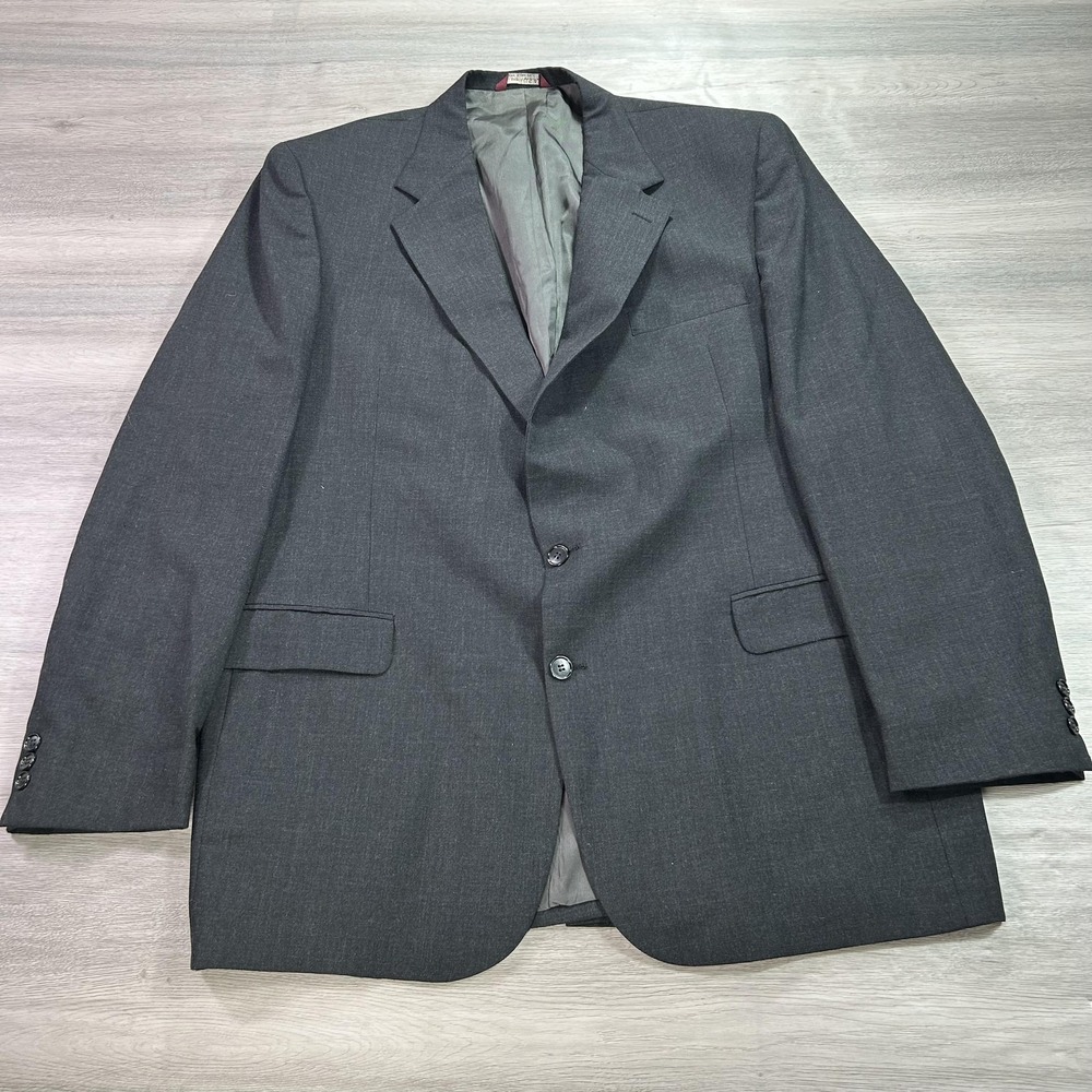 Botany 500 Blazer Mens 46 Long Charcoal Gray Wool Blend Two Button Jacket USA